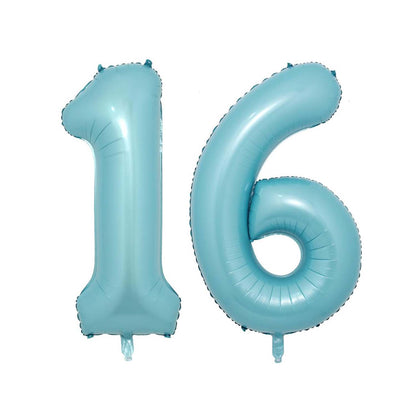 32 Inch Pastel Blue Number Foil balloon