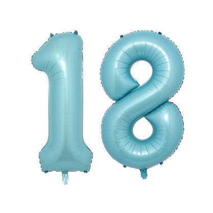 32 Inch Pastel Blue Number Foil balloon