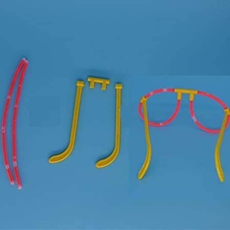 Glow Sticks Plastic Eye Glasses Neon Glow in The Dark Sticks (Assorted Colours) (Pack of 4)