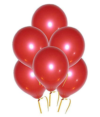 Metallic Finish Balloons for Birthday/Anniversary Party Decoration (Pack of 50, Red)