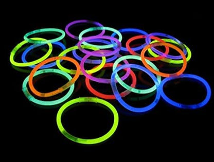 Glow Stick 100 pc Glow in The Dark Sticks Bands Bracelets (Assorted Colours)