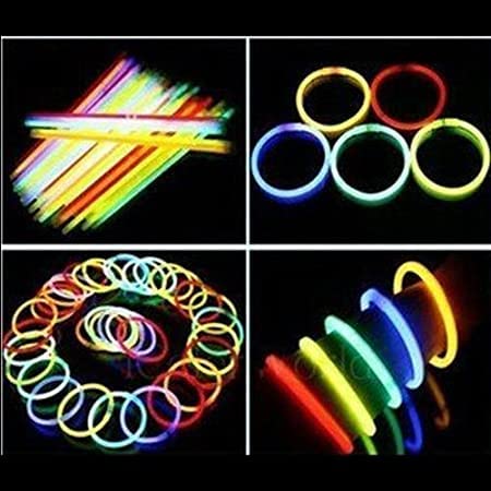 Glow Stick 100 pc Glow in The Dark Sticks Bands Bracelets (Assorted Colours)