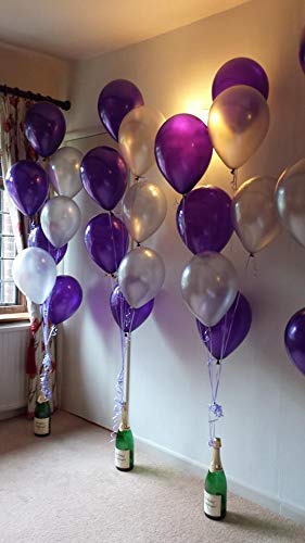 Metallic Finish Balloons for Birthday / Anniversary Party Decoration (Pack of 50, Purple & Silver)