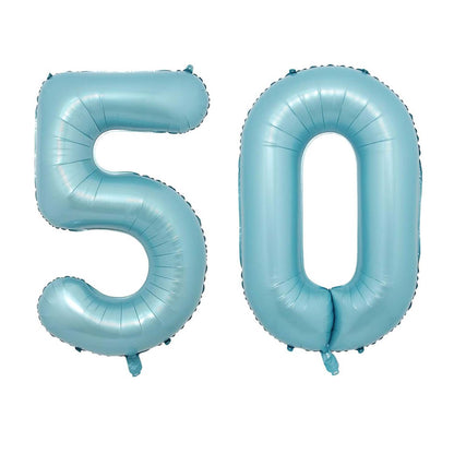 32 Inch Pastel Blue Number Foil balloon