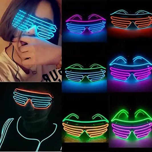 Light up Shutter led neon Rave Glasses Party Eyeglass el Wire dj Flashing Sunglasses for Bachlore, Pool & Neon Party Glow in Dark (1 pc Assorted Colours)