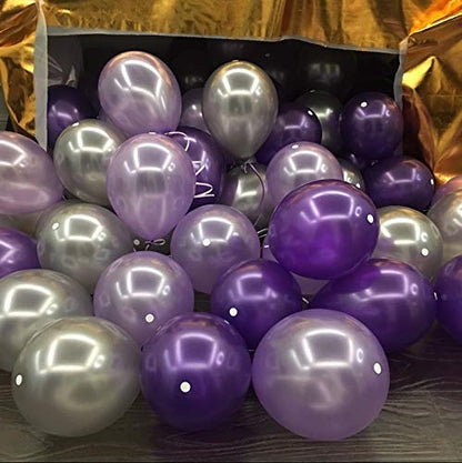 Metallic Finish Balloons for Birthday / Anniversary Party Decoration (Pack of 50, Purple & Silver)