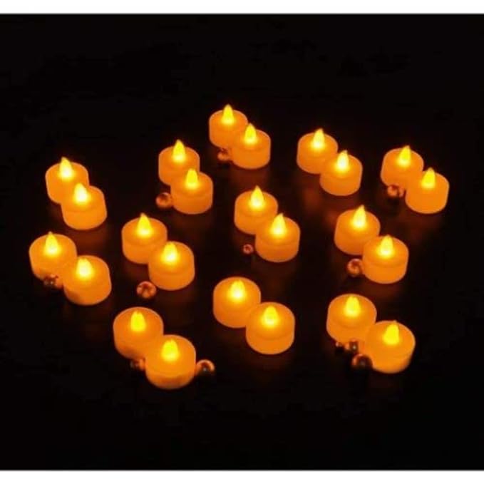 Flameless & Smokeless LED Tea Light Decorative Candles Perfect for Home, Christmas & Diwali Decoration (Yellow) (Pack of 12)