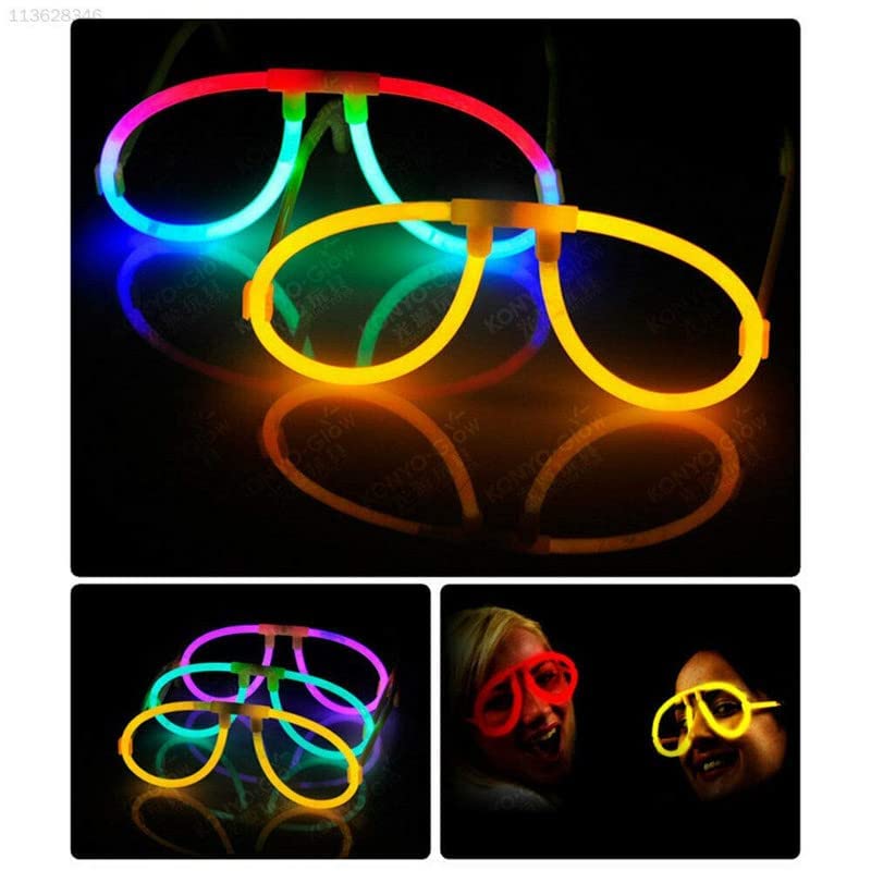 Glow Sticks Plastic Eye Glasses Neon Glow in The Dark Sticks (Assorted Colours) (Pack of 4)