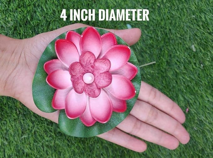 Floating Smokeless Lotus Flowers LED Tea Sensor Candles for Festival Decoration (Pack of 6)