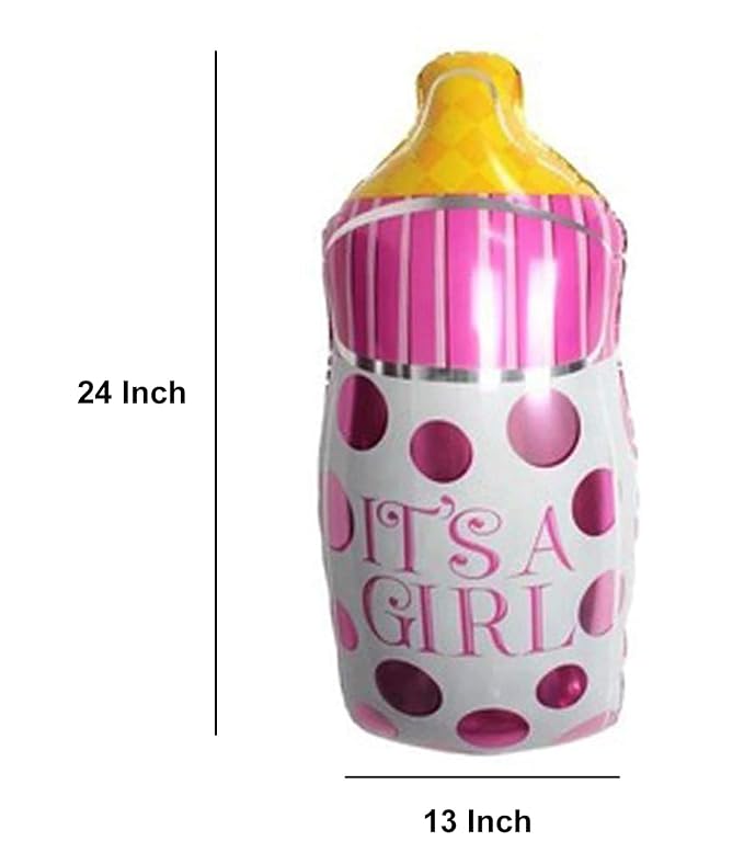 24 Inch Its A Girl Bottle Shape Theme foil balloon Pink (Pack of 2) for Baby Shower Decoration