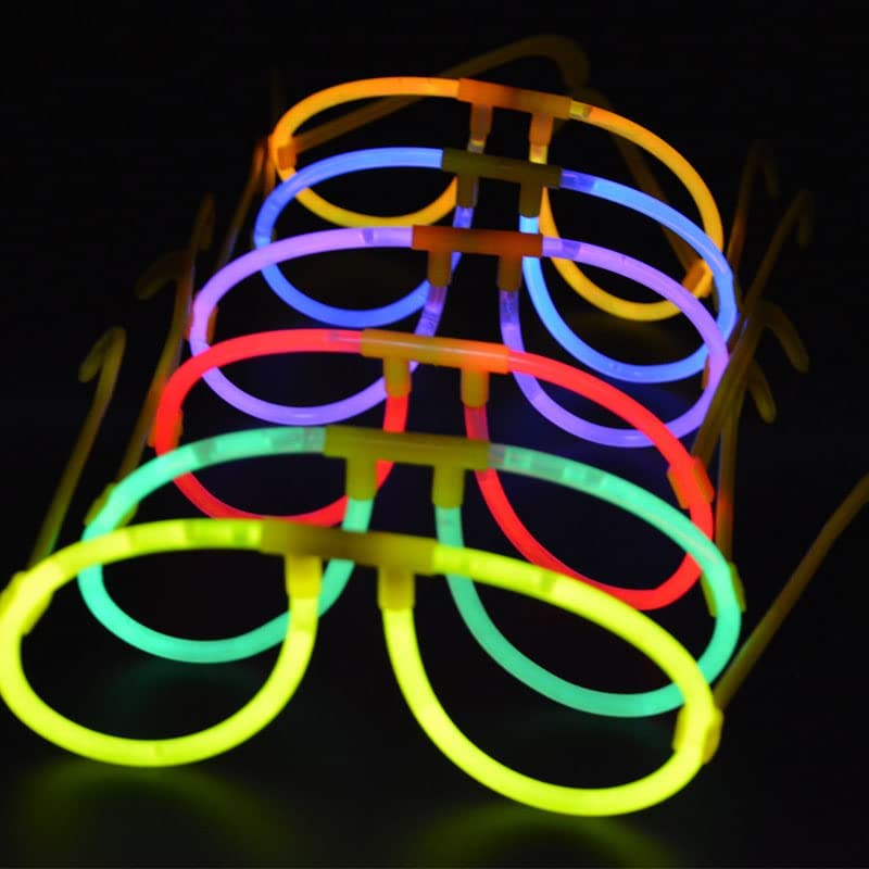 Glow Sticks Plastic Eye Glasses Neon Glow in The Dark Sticks (Assorted Colours) (Pack of 4)