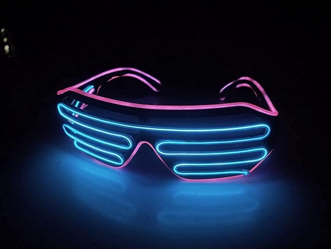 Light up Shutter led neon Rave Glasses Party Eyeglass el Wire dj Flashing Sunglasses for Bachlore, Pool & Neon Party Glow in Dark (1 pc Assorted Colours)