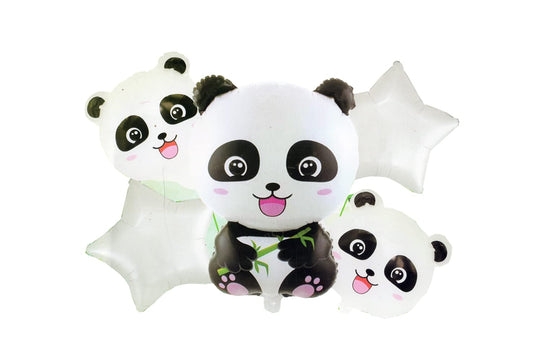 Black White Panda Theme Foil Balloon 5 pc Set