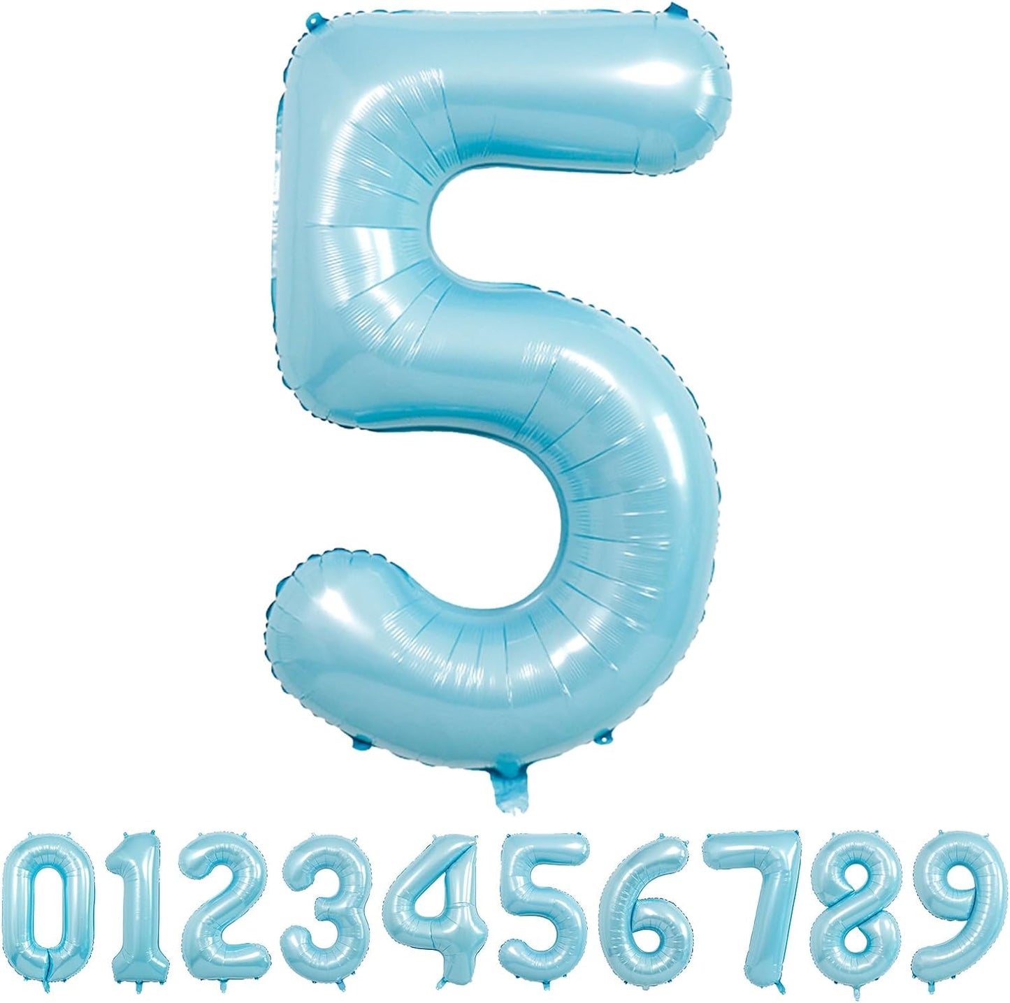 32 Inch Pastel Blue Number Foil balloon