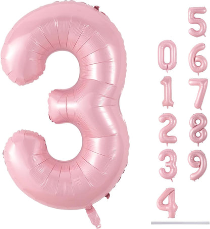 32 Inch Pastel Pink Number Foil balloon