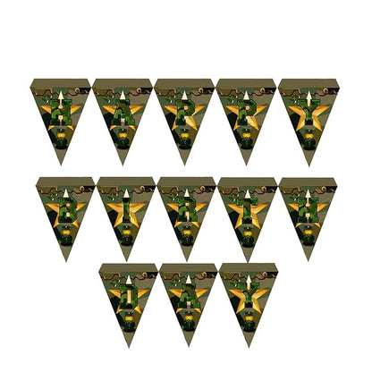 Army/Military Theme Happy Birthday Flag Banner Set For Birthday, Baby Shower Party Decorations