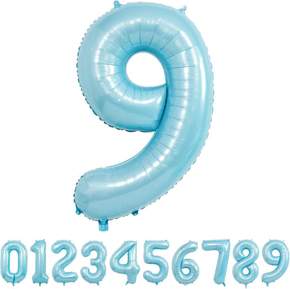 32 Inch Pastel Blue Number Foil balloon