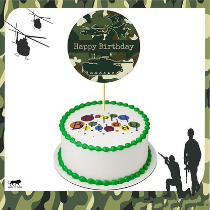 Army/Military Theme Cake Topper For Birthday, Baby Shower Party Decorations (Design 1)