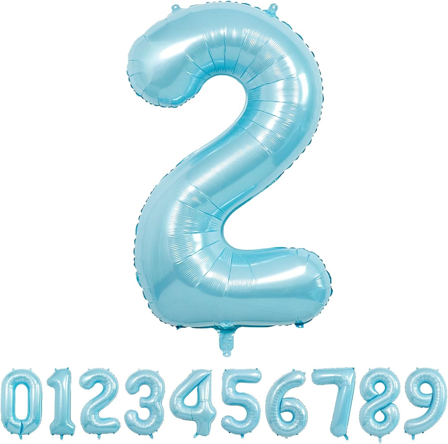 32 Inch Pastel Blue Number Foil balloon