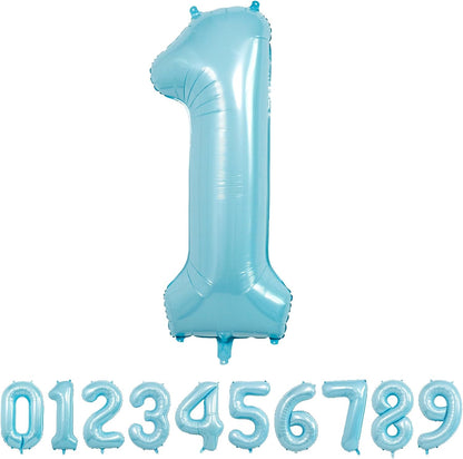 32 Inch Pastel Blue Number Foil balloon