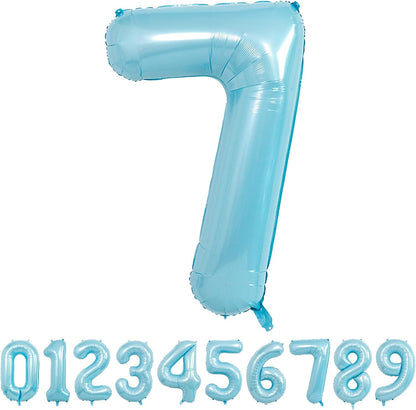 32 Inch Pastel Blue Number Foil balloon