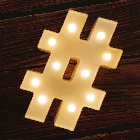 Marquee Alphabet Shaped LED Light Lamp for Decoration Decore Walls Hanging Birthday Party Wedding (Hashtag)