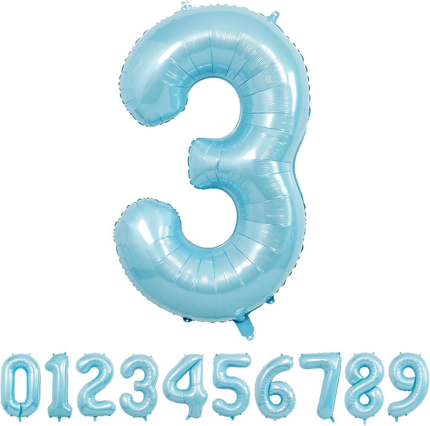 32 Inch Pastel Blue Number Foil balloon