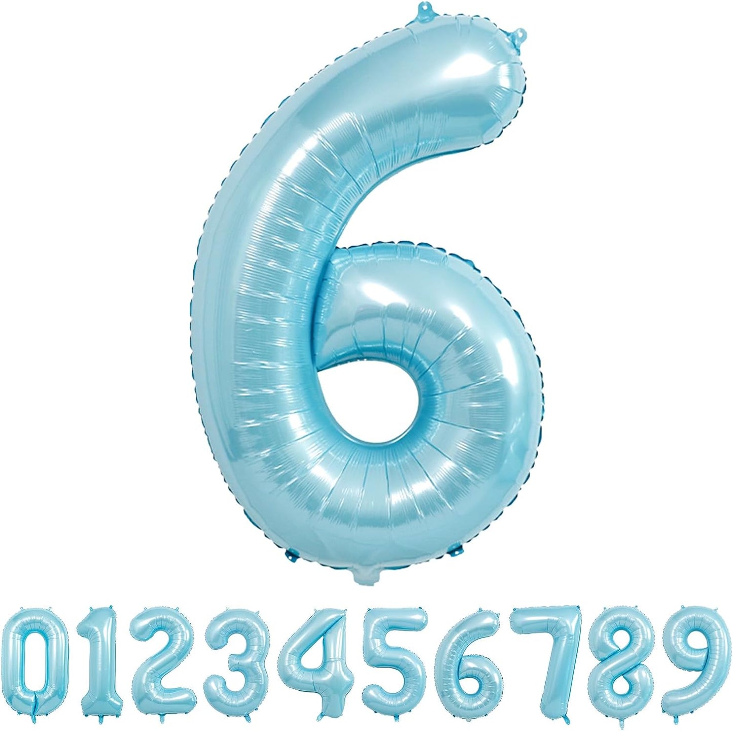 32 Inch Pastel Blue Number Foil balloon