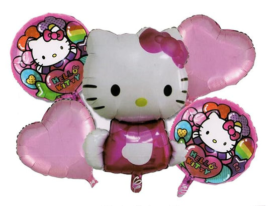 Hello Kitty Theme Foil Balloon For Birthday Decoration 5 Pc Set