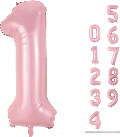 32 Inch Pastel Pink Number Foil balloon