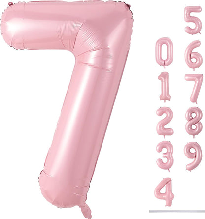 32 Inch Pastel Pink Number Foil balloon