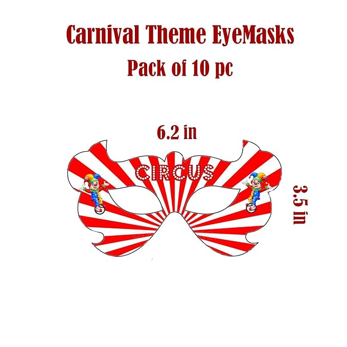 Carnival Theme Eye Mask Set For Birthday, Baby Shower Party Decorations