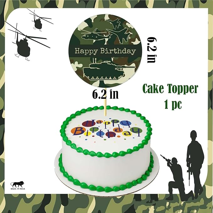 Army/Military Theme Cake Topper For Birthday, Baby Shower Party Decorations (Design 1)