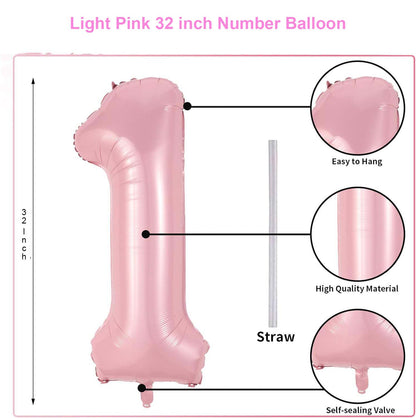 32 Inch Pastel Pink Number Foil balloon