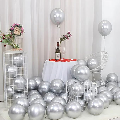 50 pcs Silver Chrome Balloons for Birthday decoration celebration Anniversary baby shower