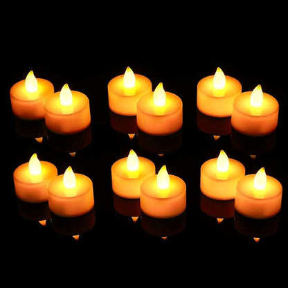 Flameless & Smokeless LED Tea Light Decorative Candles Perfect for Home, Christmas & Diwali Decoration (Yellow) (Pack of 12)