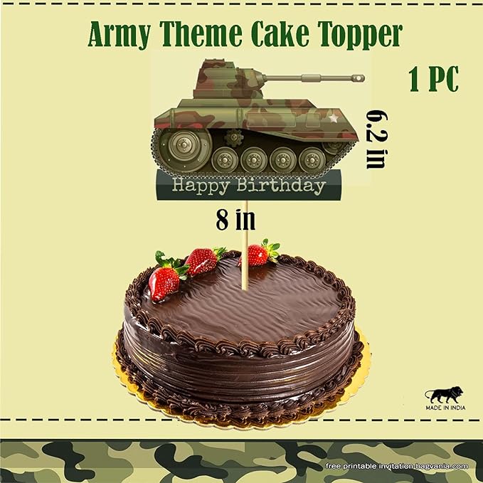 Army/Military Theme Cake Topper For Birthday, Baby Shower Party Decorations (Design 2)