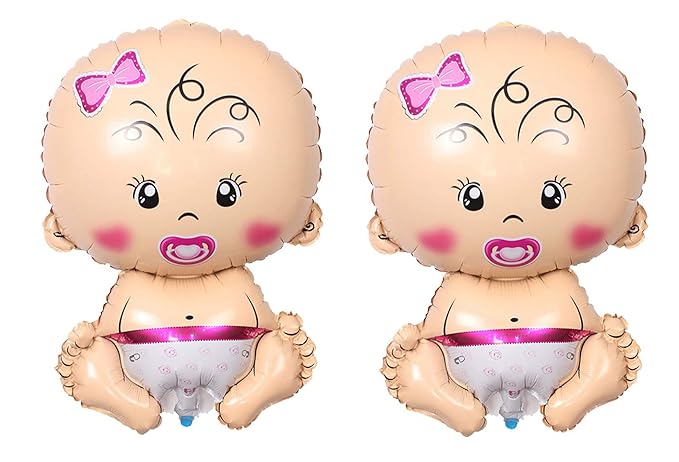 22 Inch Baby Girl Face Shape Theme foil balloon Pink (Pack of 2) for Baby Shower Decoration