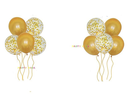 1st Birthday Foil , Metallic & Confetti Balloons for Party Decoration 12 pc Set (Golden)