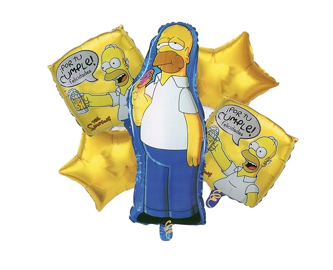 Simpsons Theme Foil Balloon 5 pc Set For Birthday Decoration yellow theme cartoon characters