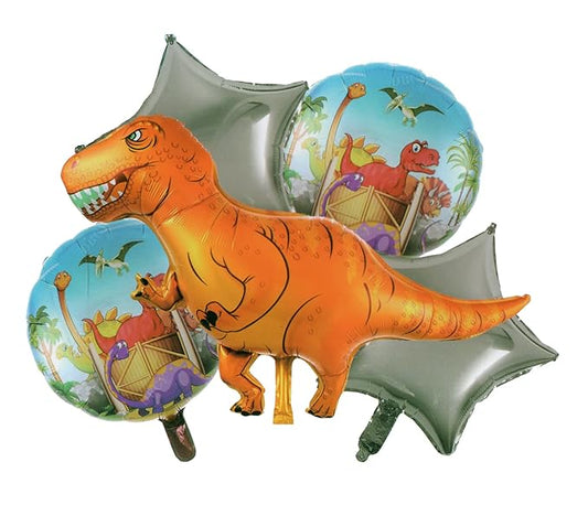 Dinosaur Theme Foil Balloon 5 pc Set For Birthday Decoration