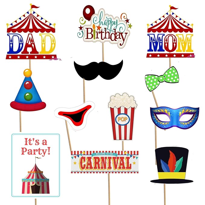 Carnival Theme Ceiling Hangings/Danglers Set For Birthday, Baby Shower Party Decorations (Photobooth Props)