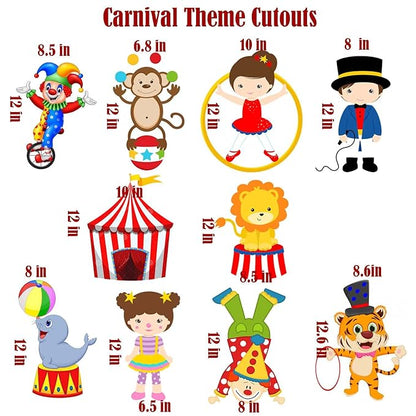 Carnival Theme Ceiling Hangings/Danglers Set For Birthday, Baby Shower Party Decorations (Cutouts)