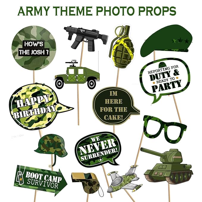 Army/Military Theme Ceiling Hangings/Danglers Set For Birthday, Baby Shower Party Decorations (PhotoBooth Props)