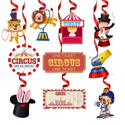 Carnival Theme Ceiling Hangings/Danglers Set For Birthday, Baby Shower Party Decorations