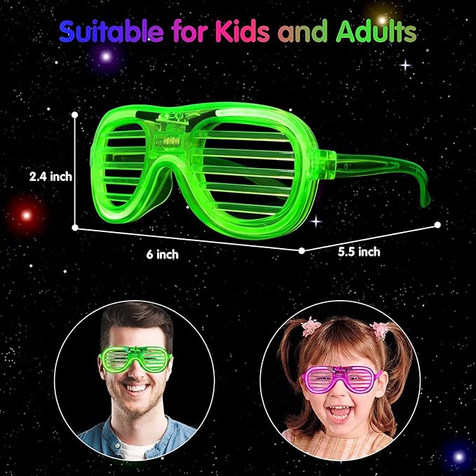 Beeban 5 Pc Light up Shutter led neon Rave Glasses Party Eyeglass dj Flashing Sunglasses for Neon & Bachlore Party Glow in Dark Christmas Party Sunglasses