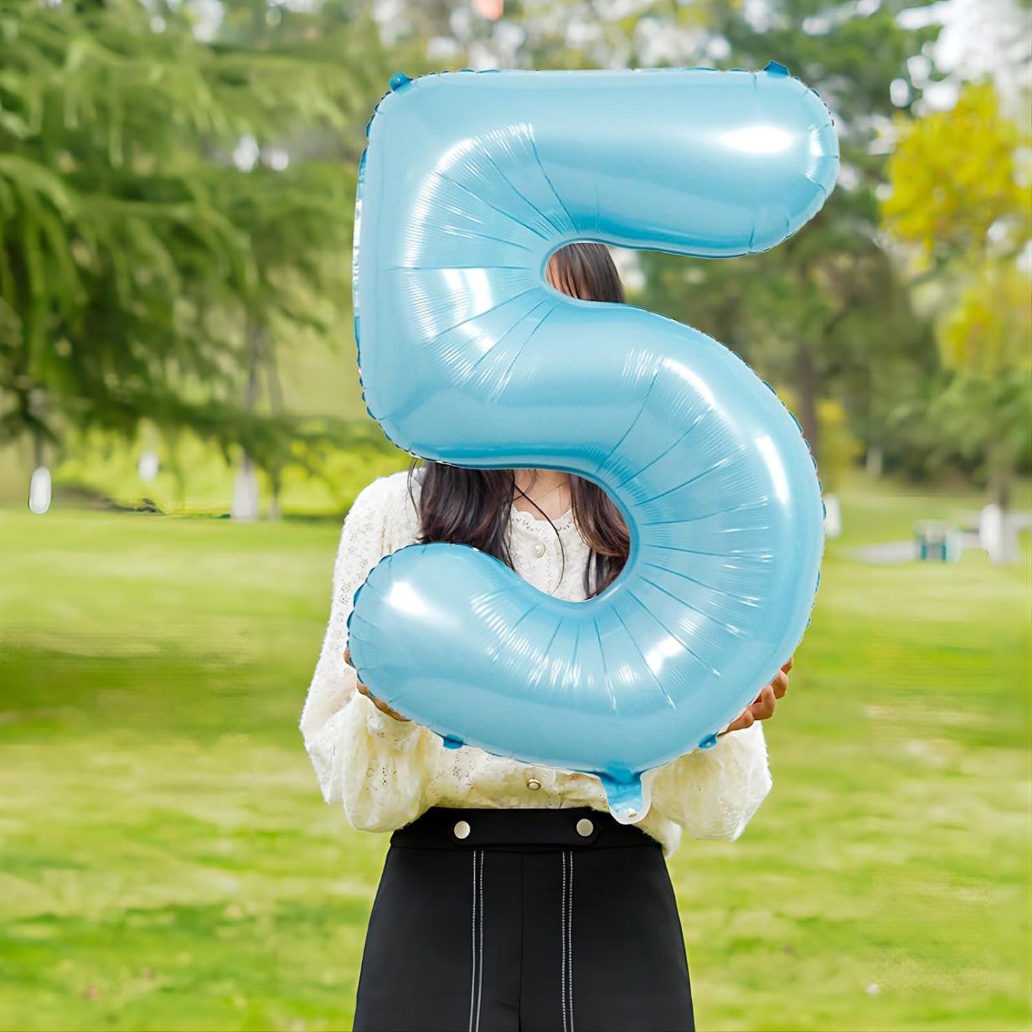 32 Inch Pastel Blue Number Foil balloon