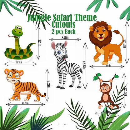 10 Pc Jungle Theme Animal Theme Cutouts Set for Birthday, Baby Shower Party Decorations