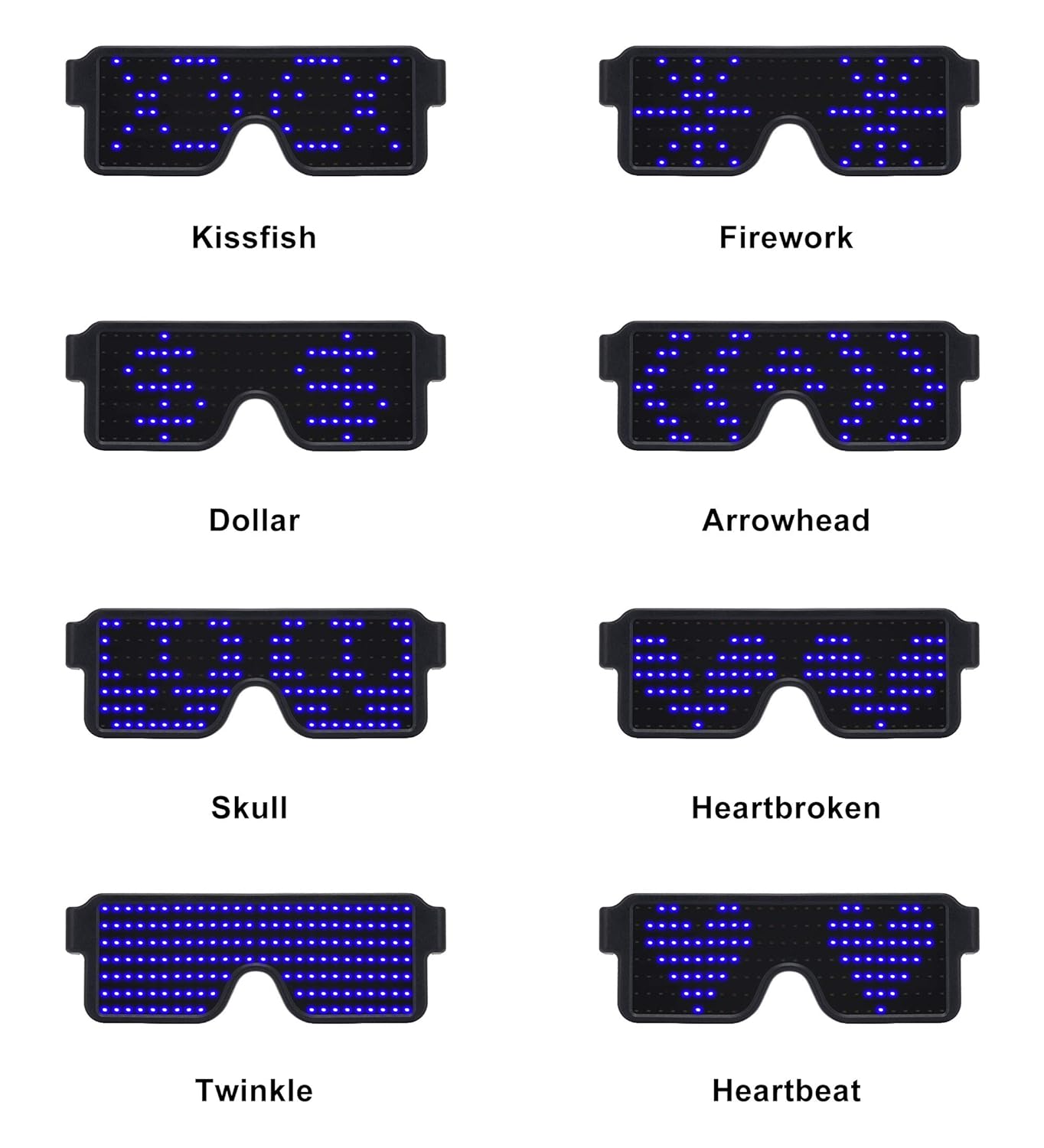 Rechargeable LED Rave Glowing Flashing Glasses (Assorted Colour)