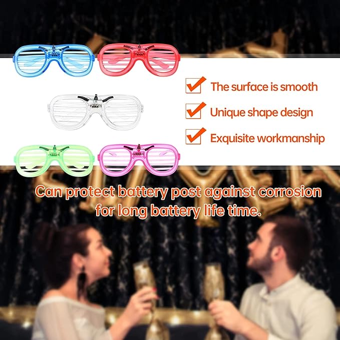 Beeban 5 Pc Light up Shutter led neon Rave Glasses Party Eyeglass dj Flashing Sunglasses for Neon & Bachlore Party Glow in Dark Christmas Party Sunglasses